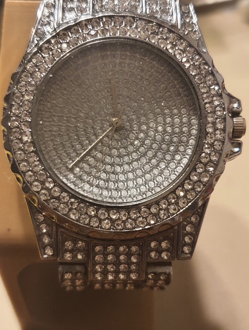 10/$20 Silver Rhinestone Stainless Steel Bling Men's Watch